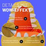 LUMALAND Animal Line Kindersitzsack Dino - Senfgelb mit abnehmbarem Bezug, verdecktem Reißverschluss und robustem Material für Kinderzimmer.