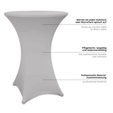 LUMALAND Stehtischhusse Ø 80-85 cm Silbergrau, pflegeleicht, langlebig, abwischbar, ideale Passform für Stehtische und Bistrotische.