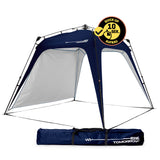Where Tomorrow - Pop up Pavillon Navy mit 10 Sek. Quick-up-Aufbau, wasserfest, inkl. Seitenwand, ideal für Outdoor und Festivals.