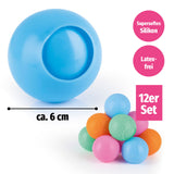 EASYmaxx Silikon-Wasserballon - 12er-Set, farbenfrohe, wiederverwendbare Wasserbomben aus weichem, latexfreiem Silikon, ca. 6 cm groß.