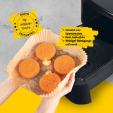 RACHS KOCHWERK Backpapierschalen für Heißluftfritteusen (2–5 l) mit Antihaftbeschichtung, hitzebeständig und sauberer Frittierkomfort.