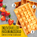 GOURMETmaxx Waffeleisen für Belgische Waffeln mit stufenlos einstellbarem Thermostat für individuellen Bräunungsgrad und gleichmäßiger Wärme.