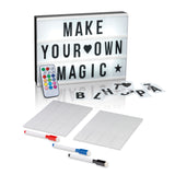 EASYmaxx LED-Leuchtkasten A4 mit 173 Buchstaben & Symbole, inkl. Schreib-Set mit 3 Stiften und 20 Karten, individuell gestaltbar.