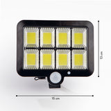EASYmaxx Solar-Strahler mit Bewegungsmelder schwarz, 8 COB-LEDs, 300 Lumen, mit Dämmerungssensor, für Wand und Carport.