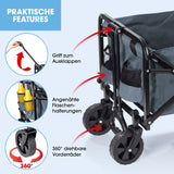 EASYmaxx Klapp-Bollerwagen mit Griff zum Ausklappen, 360° drehbaren Vorderrädern und angenähten Flaschenhaltern, belastbar bis 80 kg.
