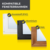 EASYmaxx Moskitonetz für Fenster mit selbstklebendem Klettband kompatibel mit Kunststoff, Aluminium und Holzrahmen, 150 x 180 cm.