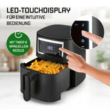 GOURMETmaxx Heißluftfritteuse 4 l mit Touchscreen, Timer, 8 Programmen und Shake-Reminder für fettarmes Frittieren.
