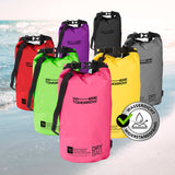 Where Tomorrow Dry Bag 10L - Style 01 - Pink, wasserdichter, robuster Outdoor-Rucksack mit Rolltop-Verschluss und verstellbarem Schultergurt.
