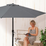 EASYmaxx Sonnenschirm mit UV-Schutz mit Sonnenschirmfuß halbrund 270x140 cm grau, ideal für Balkon oder Terrasse mit Handkurbel.