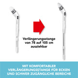 CLEANmaxx Akku-Reinigungsbürsten-Set mit ausziehbarer Verlängerungsstange von 78 auf 105 cm für schwer zugängliche Stellen.