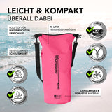 Where Tomorrow Dry Bag 20L - Style 02 - Pink, wasserdichter, robuster Outdoor-Rucksack mit UV-Schutz und verstellbarem Schultergurt.