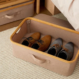 LUMALAND Aufbewahrungsbox mit Bambus-Rahmen - 54 x 33 x 18 cm - 2er-Set - Grau, faltbar und stabil zur Schuhaufbewahrung.