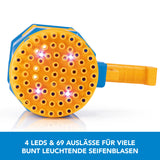 EASYmaxx Bubble Maker / Seifenblasengerät mit 4 LEDs und 69 Auslässen für viele bunt leuchtende Seifenblasen, ideal für Feiern und Kindergeburtstage.