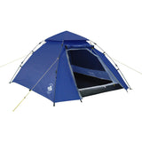LUMALAND Pop Up Familienzelt Wurfzelt 3 Personen Zelt blau mit schnellem Quick Up Aufbau und wetterfestem Polyester-Material.