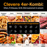 GOURMETmaxx 4in1-Heißluftfritteuse 1600 W, 6 L mit 12 Programmen für Ofen, Grill, Fritteuse und Dörren.