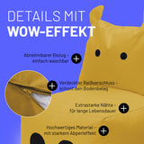 LUMALAND Animal Line Kindersitzsack Hippo - Senfgelb, wasserabweisend, abnehmbarer Bezug, verdeckter Reißverschluss, langlebig und pflegeleicht.
