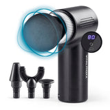 VITALmaxx Massagegerät Mini-Gun - schwarz/silber mit 4 Aufsätzen und digitaler Anzeige für intensive Muskelmassage unterwegs und Zuhause.