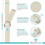 #DoYourYoga Yogagurt Madira Beige 100% Baumwolle 250x3,8 cm mit stabilem Metallring, waschbar bis 40 Grad, langlebig und pflegeleicht