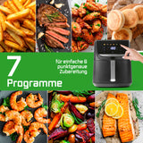 GOURMETmaxx AirGenius Heißluftfritteuse 5,5 l mit Farb-Touchdisplay und 7 Programmen für fettarmes, vielseitiges Garen.