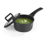 N8WERK Aluguss-Stielkasserolle 18 cm mit Deckel, N8WERK Heat Indicator, für alle Herdarten und Backofen bis 150 Grad geeignet.