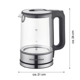 GOURMETmaxx Glas-Wasserkocher LED 1,7l mit Edelstahl, wodstandanzeige, kabellosem Behälter und 360° drehbarem Sockel.