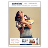 LUMALAND Damen Schuhbox transparent stapelbar 5er Set 35x22x14 cm mit Transportgriff zur sicheren Schuhaufbewahrung.