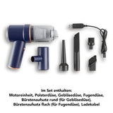 CLEANmaxx Akku-Handstaubsauger Set 6-tlg. blau mit Zubehör, USB-C Ladekabel, leicht und kabellos für vielseitige Reinigung.
