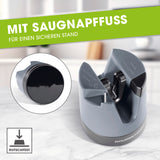 GOURMETmaxx Messerschärfer anthrazit/schwarz mit Saugnapffuss für sicheren Stand und automatischer Winkeleinstellung zum Nachschärfen von Messern.
