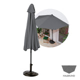 EASYmaxx Sonnenschirm mit UV-Schutz mit Sonnenschirmfuß, halbrund 270x140 cm, grau, ideal für kleine Balkone und Terrassen.
