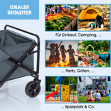 EASYmaxx Klapp-Bollerwagen, belastbar bis 80kg, mit 360° Vorderrädern, Getränkehalter, ideal für Einkauf, Camping, Party und Spielplatz.