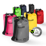 Where Tomorrow Dry Bag 5L - Style 01 - Grau wasserdichter, robuster Outdoor-Rucksack mit verstellbarem Schultergurt und Rolltop-Verschluss.