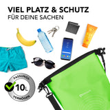 #DoYourOutdoor Dry Bag 10L Grün wasserdichter, robuster Outdoor-Rucksack mit verstellbarem Schultergurt und 10 Liter Fassungsvermögen.