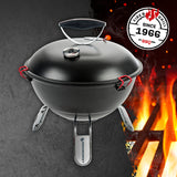 LANDMANN Piccolino King Kugelgrill mit Lüftungsscheibe, gummierten Deckelklammern und pulverbeschichtetem Deckel und Feuerschale.