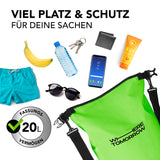 Where Tomorrow Dry Bag 20L - Style 01 - Grün robuster, wasserdichter Rucksack mit 20L Fassungsvermögen für Outdoor und Wertsachenschutz.