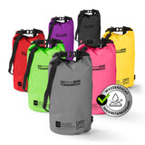 Where Tomorrow Dry Bag 10L - Style 01 - Grau, wasserfester und robuster Outdoor-Rucksack mit Rolltop-Verschluss und verstellbarem Schultergurt.