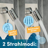 Kinderdusche Wal mit zwei Wasserstrahlmodi für sanftes und belebendes Duscherlebnis speziell für Kinder.