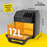 Rachs KOCHWERK Heißluft-Ofen Digital 12l 1700W schwarz mit Touchdisplay und großem Fassungsvermögen für vielseitiges Kochen.