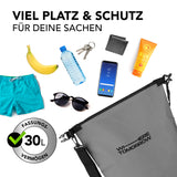 Where Tomorrow Dry Bag 30L - Style 01 - Grau, wasserdichter, robuster Rucksack mit 30L Fassungsvermögen für Outdoor-Abenteuer.