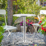 EASYmaxx Stehtisch klappbar + höhenverstellbar mit Edelstahlplatte, wetterfest, rund 60x115 cm, ideal für Garten und Balkon.