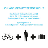freibeik advanced - Das bewegliche Sattelgelenk 2.0 mit max. Systemgewicht von 150 kg laut Norm EN 15194 für Fahrrad, Fahrer und Gepäck