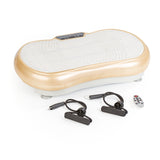 VITALmaxx Vibrationstrainer mit Expanderbändern weiß/champagner, 99 Vibrationsstufen, LC-Display, rutschfeste Standfläche, Fernbedienung.