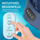 VITALmaxx Shiatsu-Massagegerät mit 6D-Massageköpfen zeigt intuitives Bedienfeld für individuelle Massageeinstellungen mit Wärme und Geschwindigkeit.