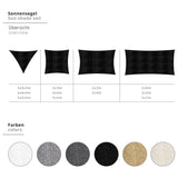 LUMALAND Sonnensegel 100% HDPE Rechteck 5x7m in Schwarz, UV-Schutz, stabil mit Befestigungsseilen und rostfreien Ringen.