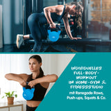 #DoYourFitness Kettlebell - Kugelhantel aus massivem Gusseisen mit Neoprenbeschichtung - 22 kg im individuellen Full-Body-Workout.