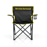 BVB Campingstuhl faltbar - 80x50 cm schwarz/gelb mit Borussia Dortmund Logo, robust, mit Getränkehalter, ideal für Outdoor-Aktivitäten.