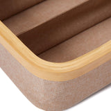 LUMALAND Organizer mit Bambus-Rahmen - 3er-Set - 30 x 30 x 9 cm (3/4/9 Aufteilung) in Taupe mit stabilem Bambusrahmen und praktischer Fächerstruktur