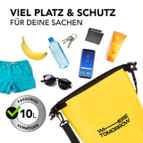 Where Tomorrow Dry Bag 10L - Style 01 - Gelb, wasserdichter, robuster Rucksack mit 10L Fassungsvermögen für Outdoor-Abenteuer.