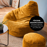 LUMALAND Sitzsack GIANT aus der Cord-Reihe, 135 x 100 cm, senfgelb, soft & waschbar, gemütlich im Vintage-Look, robust und pflegeleicht.