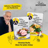 GOURMETmaxx Heißluft-Fritteuse Vario-Doppelkammer 9l mit Rezeptideen von Christian Rach für vielseitige Zubereitung.
