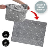 MAXXMEE Verwandlungskissen Glow in the dark – weiches Kuschelkissen mit Sternen, das sich in Decke verwandelt.